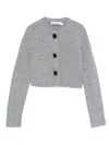 Self-portrait Cropped Gray Sweater With Decorative Buttons In Gray