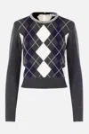 Self-portrait Womens Self Portrait Argyle Crystal Wool Jumper In Gray