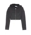 Self-portrait Knit Cropped Zip Hoodie In Grey