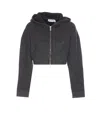 Self-portrait Knit Cropped Zip Hoodie In Grey