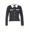 Self-portrait Self Portrait Women Wool Blend Cardigan With Contrasting Collar In Black