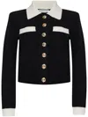 Self-portrait Structured Black Sweater With Gold-tone Buttons In Black