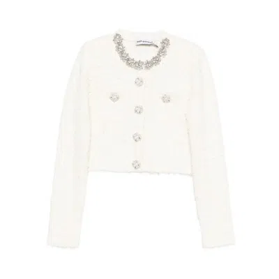 Self-portrait Textured Knit Cardigan In Neutral