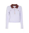 Self-portrait Sweater With Classic Contrast Collar In Blue