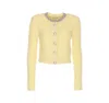 Self-portrait Crystal-embellished Cable-knit Cardigan In Yellow