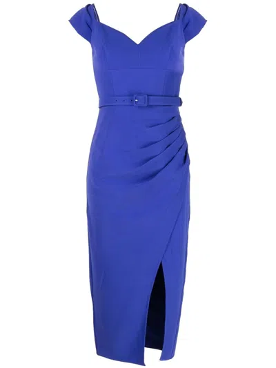 Self-portrait Sweetheart-neck Midi-dress In Sapphire Blue