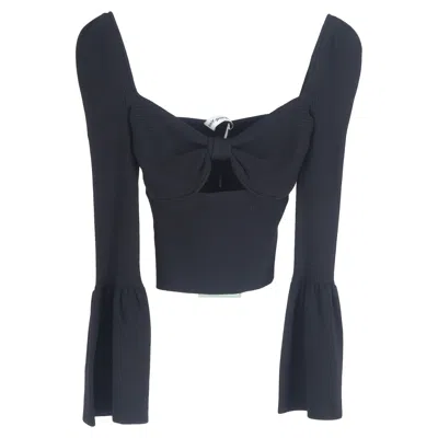 Self-portrait Sweetheart Neckline Cutout Top In Black Viscose In Blue