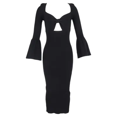 Self-portrait Sweetheart-neckline Ribbed Midi Dress In Black Viscose