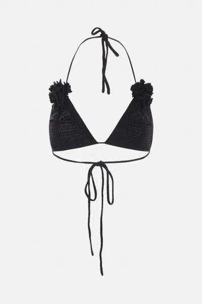 Self-portrait Crochet-knit Bikini Bottoms In Black