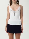 Self-portrait Womens Lace-trim Ribbed Knit Top White