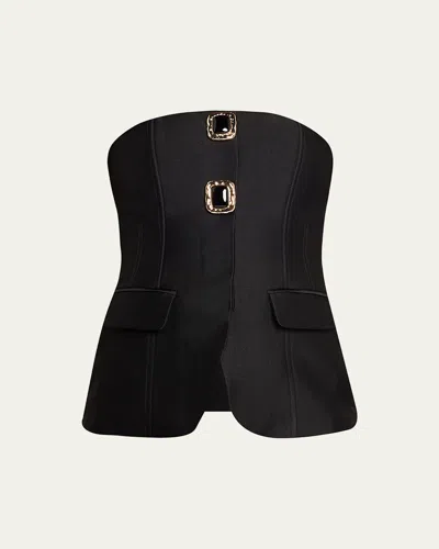 Self-portrait Taffeta Bandeau Top In Black