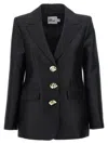 Self-portrait Taffeta Single-breasted Blazer In Black