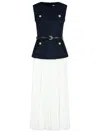 Self-portrait Womens Pleated Sleeveless Woven Midi Dress Blue In Blue
