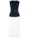 Self-portrait Womens Pleated Sleeveless Woven Midi Dress Blue In Blue