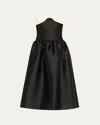 Self-portrait Taffeta Contrast-bow Midi Dress In Black
