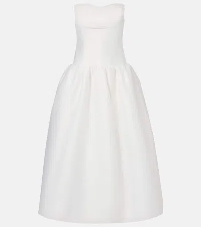Self-portrait Taffeta Bustier Dress In White