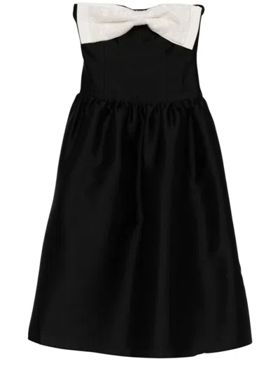 Self-portrait Self Portrait Taffeta Contrast Bow Midi Dress Black