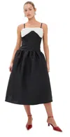 Self-portrait Taffeta Contrast-bow Midi Dress In Black
