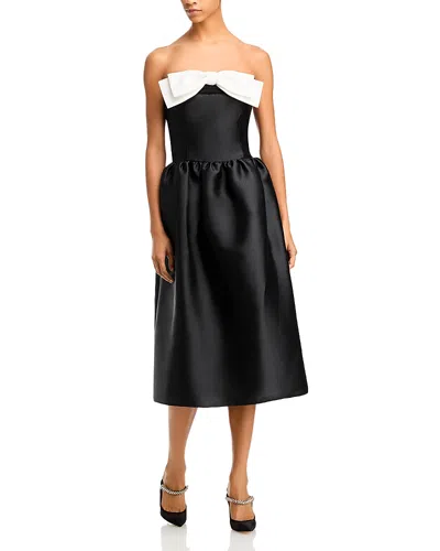 SELF-PORTRAIT SELF-PORTRAIT TAFFETA CONTRAST BOW MIDI DRESS