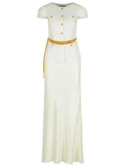 SELF-PORTRAIT SELF-PORTRAIT 'TAFFETA' CREAM POLYESTER DRESS