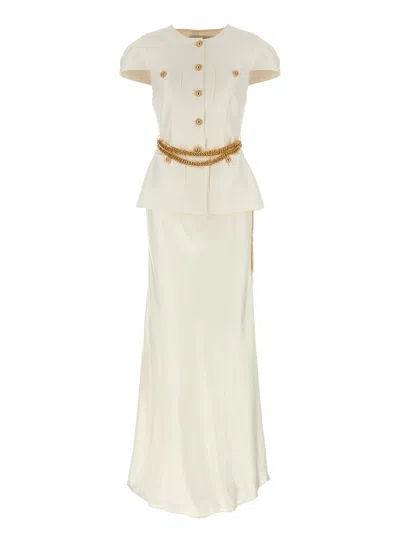 SELF-PORTRAIT TAFFETA CREAM POLYESTER DRESS