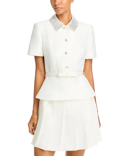 Self-portrait Taffeta Diamante Mini Dress In Cream