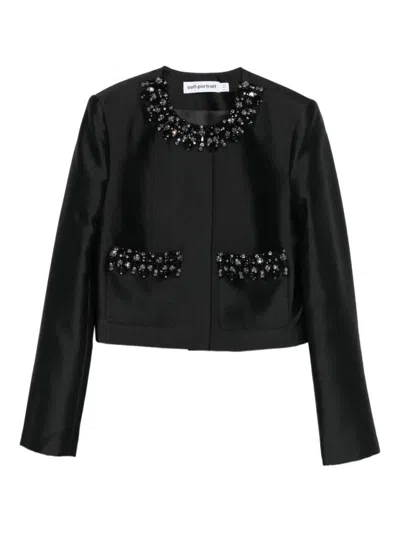 SELF-PORTRAIT SELF-PORTRAIT TAFFETA EMBELLISHED TRIM JACKET