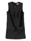 Self-portrait Sleeveless Black Midi Dress With Beadwork And Patch Pockets In Black