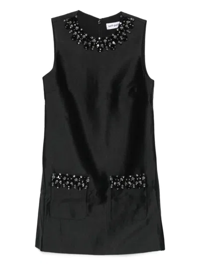 SELF-PORTRAIT TAFFETA EMBELLISHED TRIM MINI DRESS