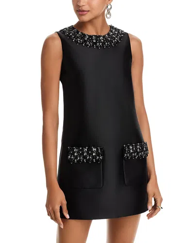 SELF-PORTRAIT SELF-PORTRAIT TAFFETA EMBELLISHED TRIM MINI DRESS