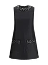 Self-portrait Sleeveless Black Midi Dress With Beadwork And Patch Pockets In Black