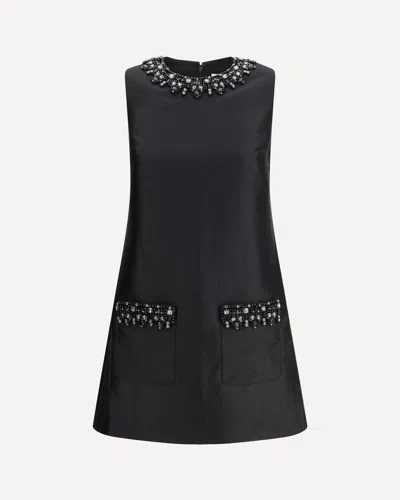 SELF-PORTRAIT TAFFETA EMBELLISHED TRIM SHORT DRESS