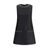 Self-portrait Sleeveless Black Midi Dress With Beadwork And Patch Pockets In Black