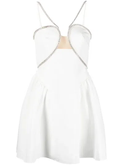 Self-portrait Taffeta Flared Mini Dress In White