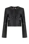 Self-portrait Black Taffeta Embellished Trim Jacket Clothing In Black