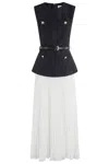Self-portrait Womens Pleated Sleeveless Woven Midi Dress Blue