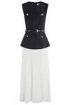 Self-portrait Womens Pleated Sleeveless Woven Midi Dress Blue In Blue