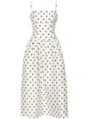 Self-portrait Cream Polka Dot Taffeta Midi Dress Cream In 中性色