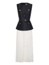 Self-portrait Navy Taffeta Midi Dress In Black