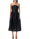 Self-portrait Satin Taffeta Midi Dress In Black