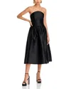 Self-portrait Satin Taffeta Midi Dress In Black