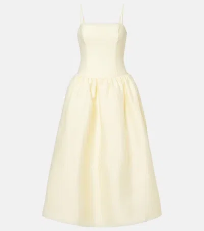 Self-portrait Taffeta Midi Dress In Yellow