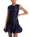 Self-portrait Crew Neck Taffeta Mini Dress With Ruffled Hem