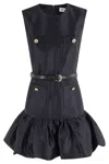 Self-portrait Crew Neck Taffeta Mini Dress With Ruffled Hem