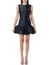 Self-portrait Taffeta Mini Dress With Puffed Skirt In Black