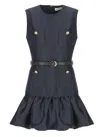 Self-portrait Taffeta Mini Dress With Puffed Skirt In Blue