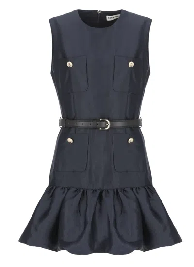 Self-portrait Sleeveless Dress With Pockets Self Portrait In Blue