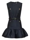 Self-portrait Taffeta Mini Dress With Puffed Skirt In Blue