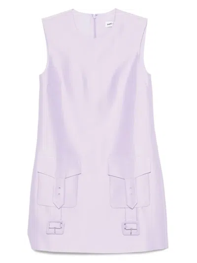 Self-portrait Taffeta Mini Dress In Purple