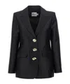 Self-portrait Taffeta Single-breasted Blazer In Black